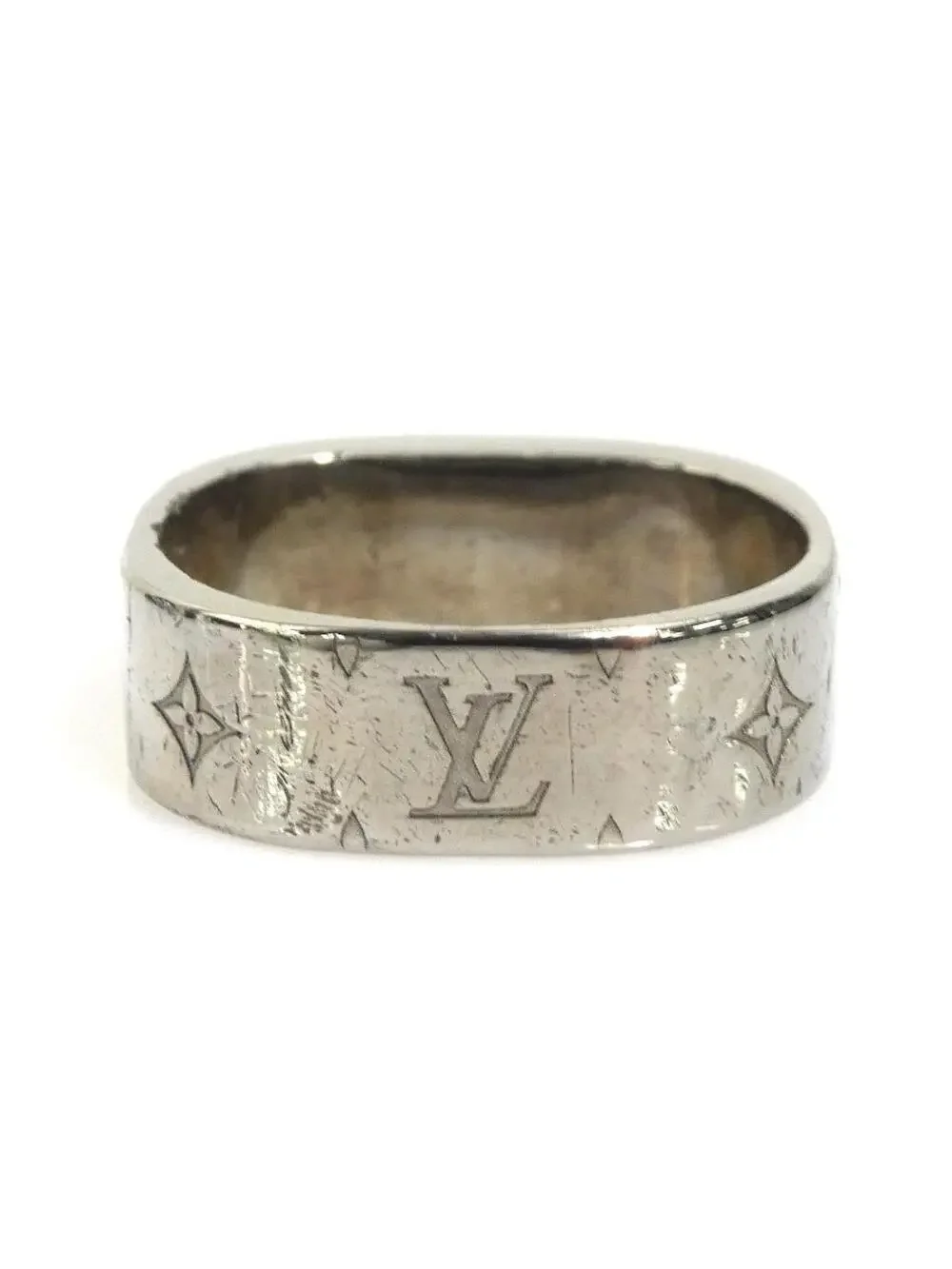 Auth Louis Vuitton Nanogram Ring Silver #302611L17B